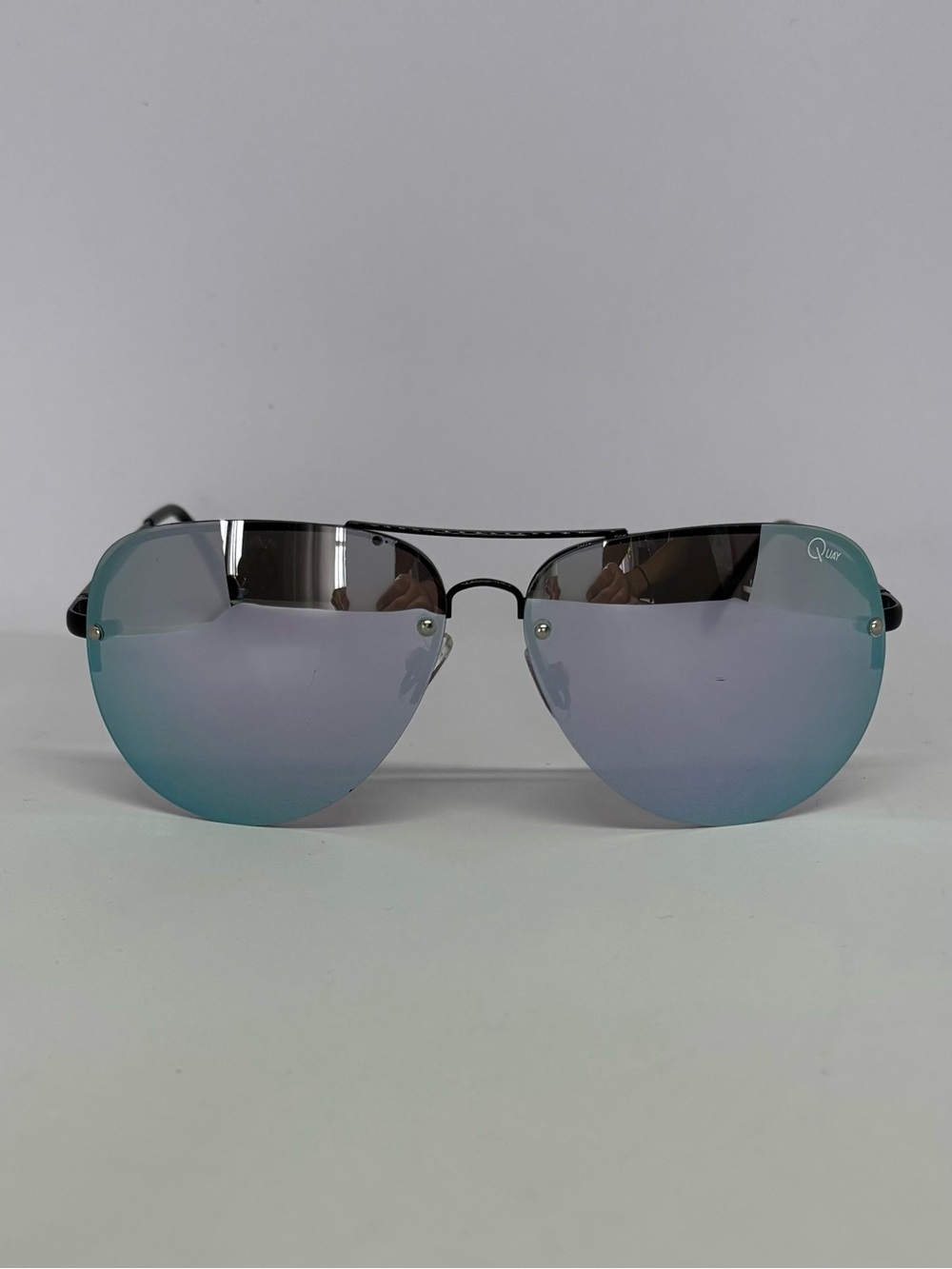 Quay Australia Mirrored Blue Gradient Rimless Sunglasses